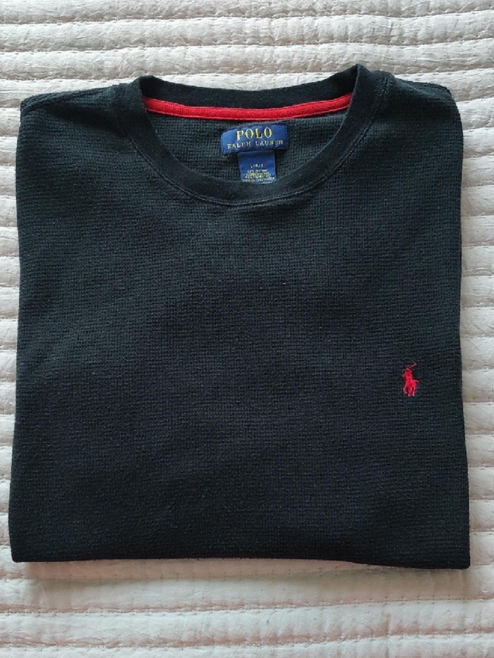Polo by Ralph Lauren Black Long-Sleeve Crewneck with Red Pony Accent